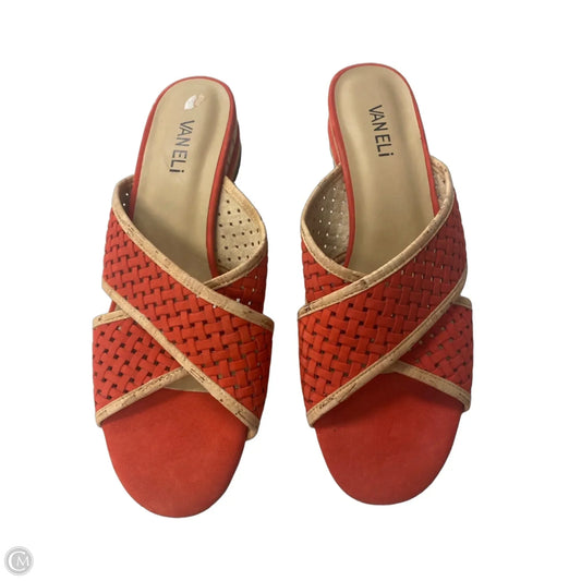 Sandals Heels Block By Vaneli In Orange & Tan, Size: 9.5
