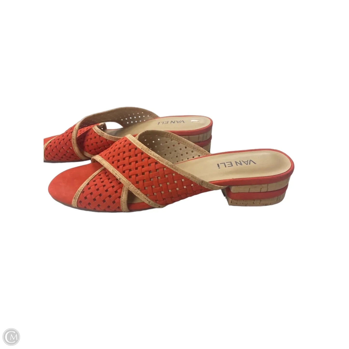 Sandals Heels Block By Vaneli In Orange & Tan, Size: 9.5