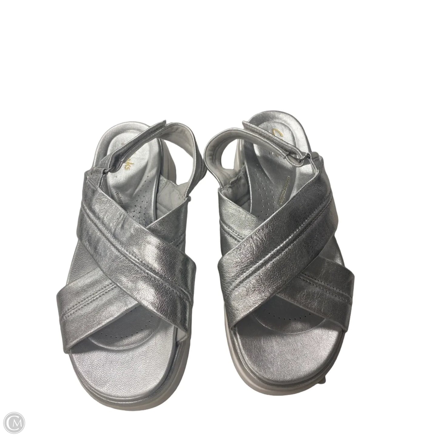 Sandals Heels Platform By Clarks In Silver, Size: 8.5