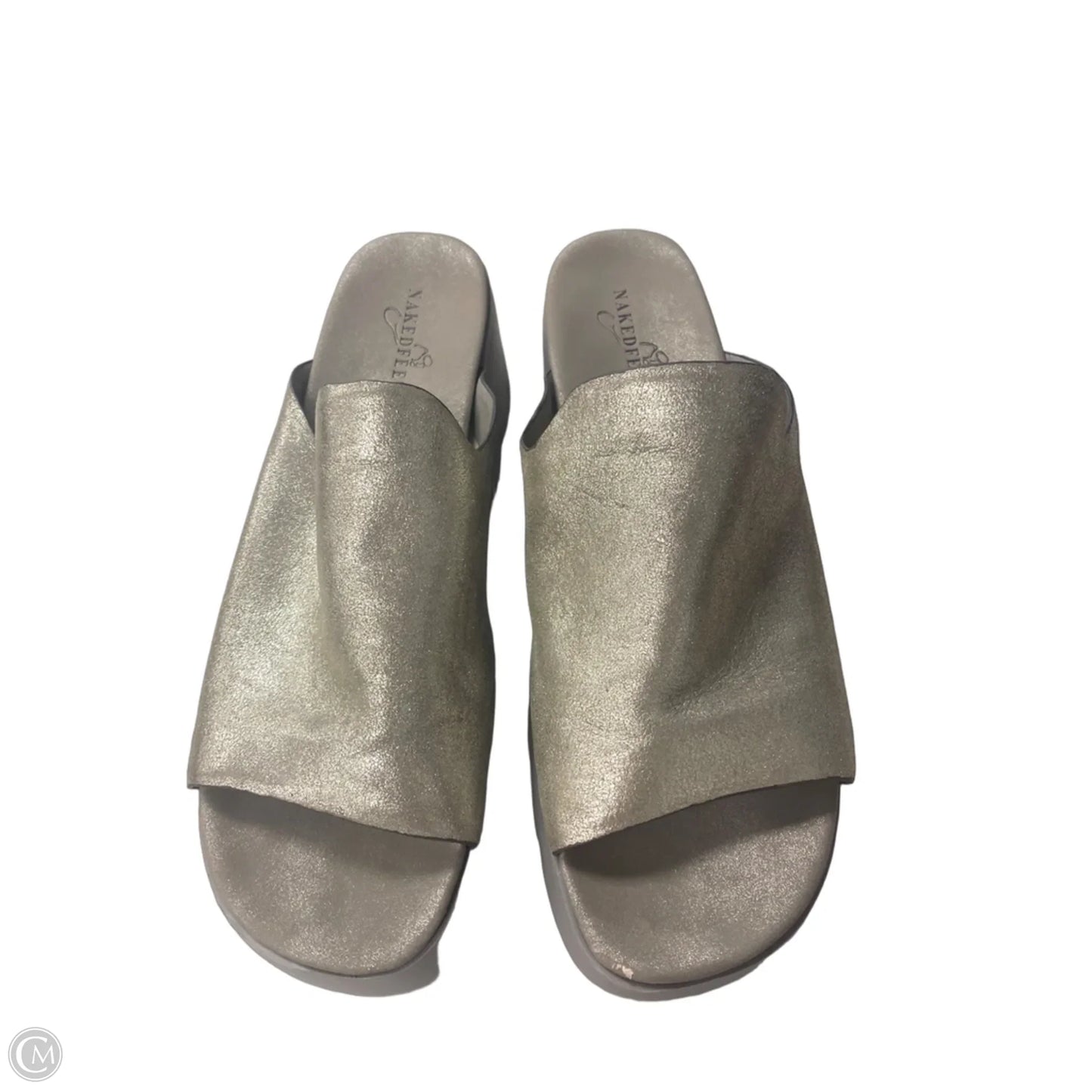 Sandals Heels Platform By Clothes Mentor In Gold & Grey, Size: 10