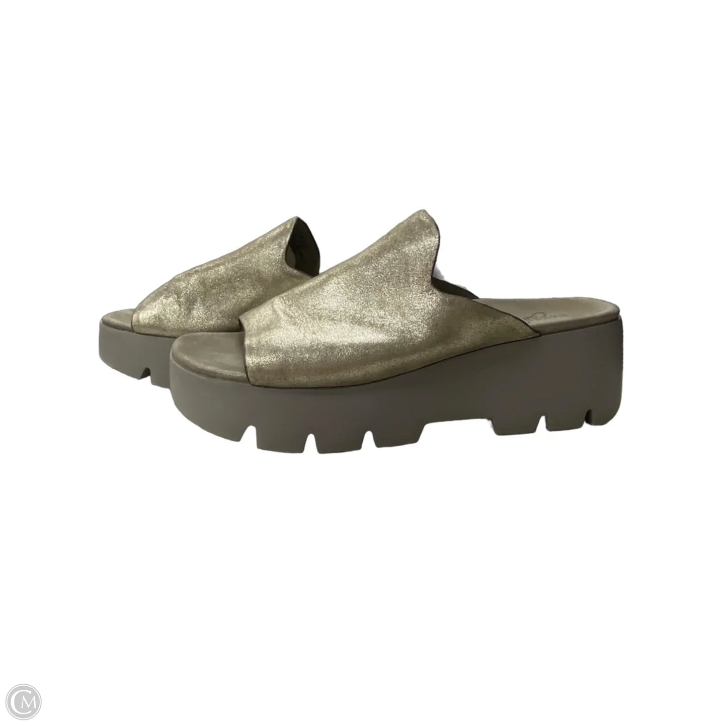 Sandals Heels Platform By Clothes Mentor In Gold & Grey, Size: 10
