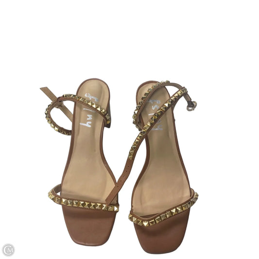 Sandals Heels Block By Clothes Mentor In Brown & Gold, Size: 7