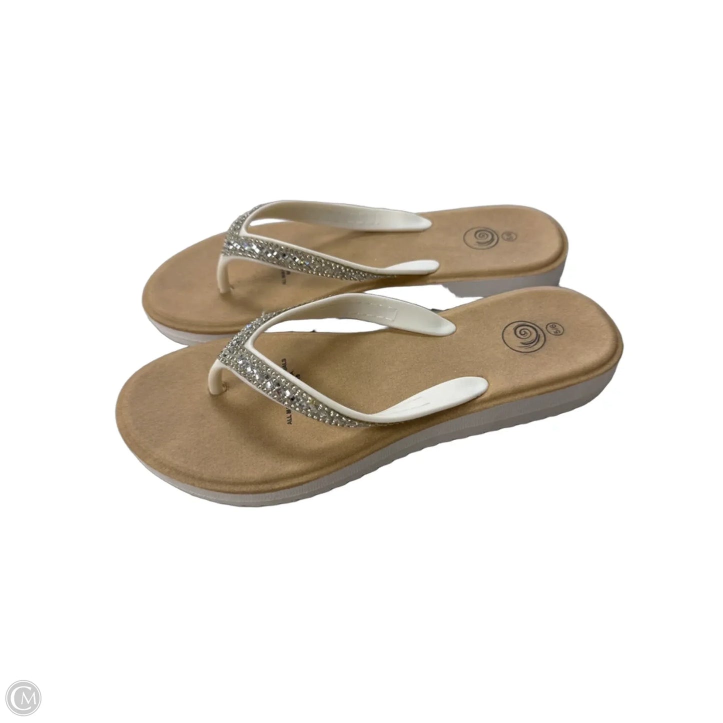 Sandals Flip Flops By Clothes Mentor In Grey & Silver, Size: 5.5