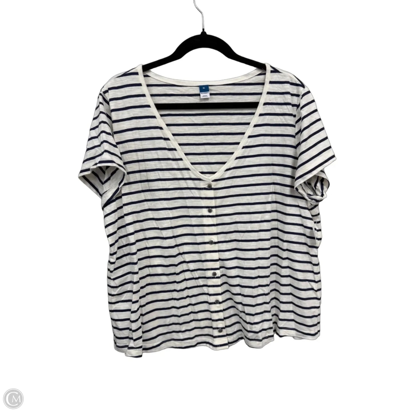 Top Short Sleeve By Old Navy In Blue & Cream, Size: Xl