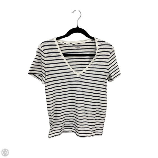 Top Short Sleeve By Madewell In Blue & White, Size: S