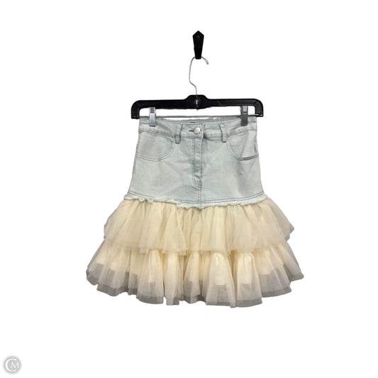 Skirt Mini & Short By Mable In Blue & Cream, Size: S