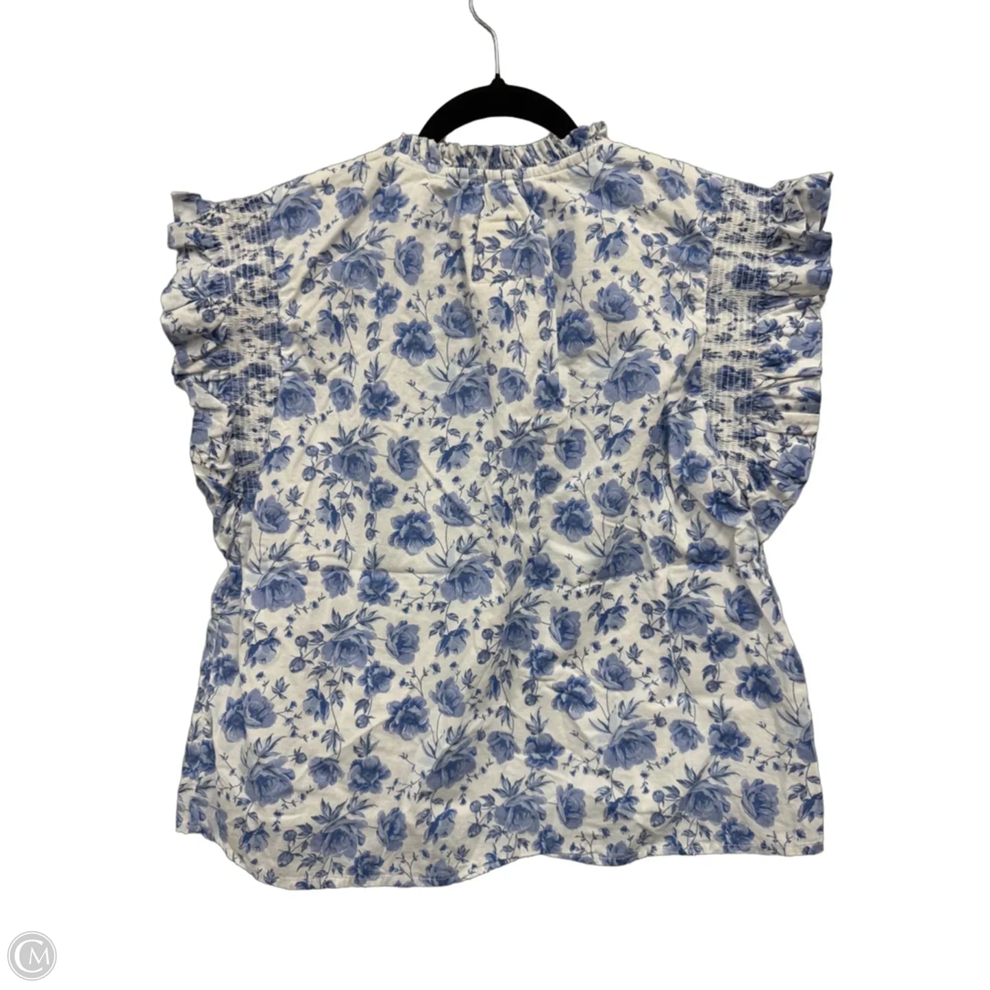 Top Short Sleeve By Simply Southern In Blue & White, Size: M
