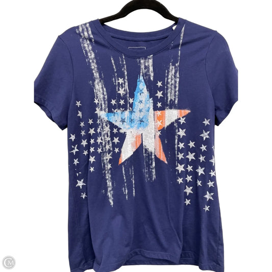 Top Short Sleeve Basic By Sonoma In Blue & Red & White, Size: M