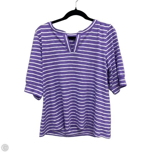 Top Short Sleeve By Talbots In Purple & White, Size: L