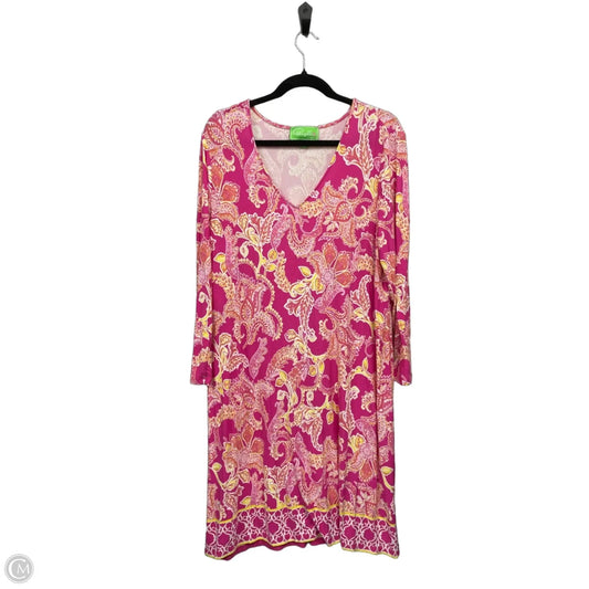 Dress Casual Midi By Pappagallo In Pink & Yellow, Size: Xl