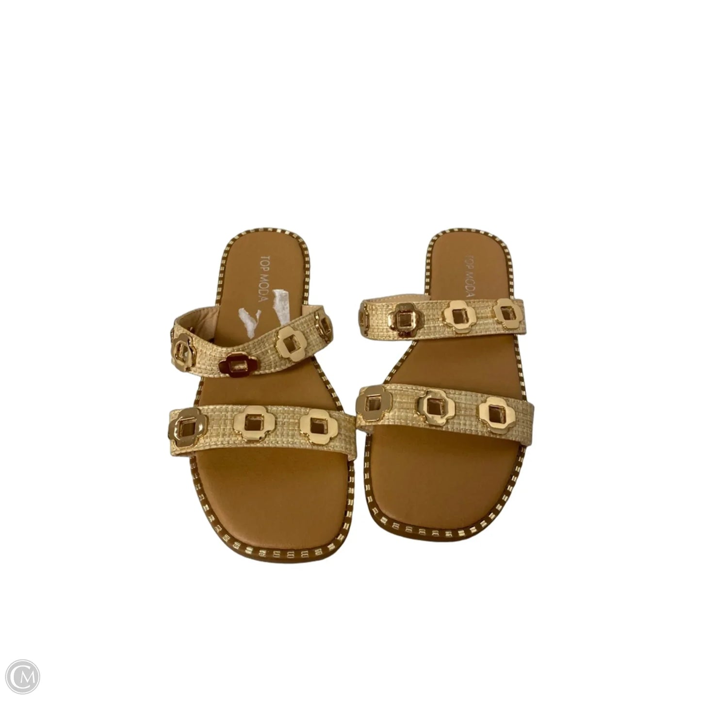 Sandals Flats By Top Moda In Gold & Tan, Size: 6.5
