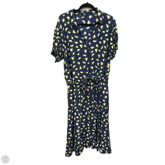 Dress Casual Midi By Talbots In Blue & Yellow, Size: 18