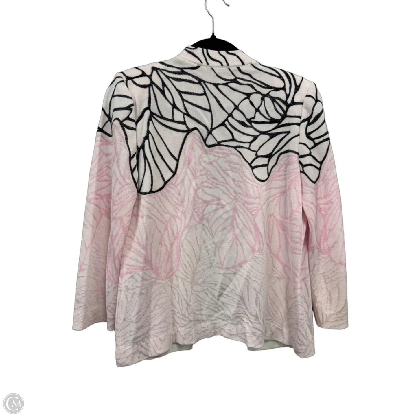 Sweater Cardigan By Ming Wang In Black & Pink, Size: S
