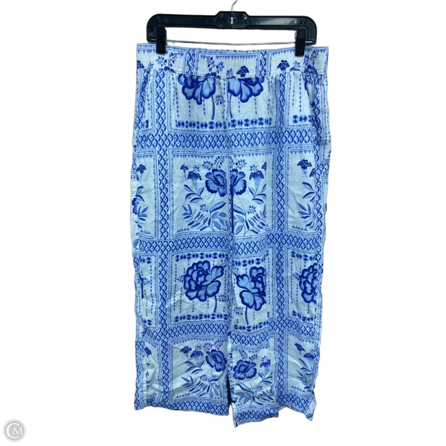 Pants Wide Leg By H For Halston In Blue & White, Size: L