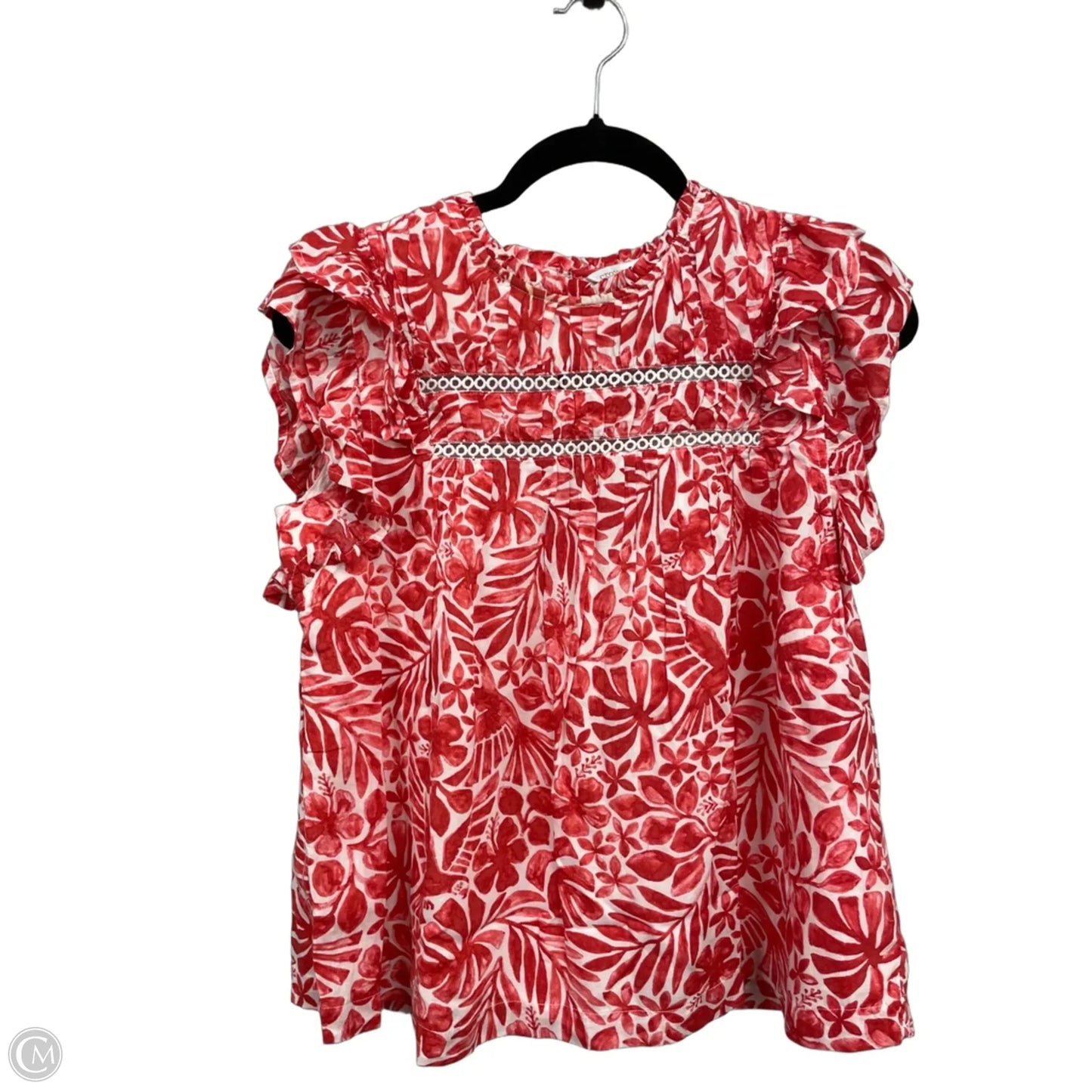 Top Short Sleeve By Crown And Ivy In Orange & White, Size: S