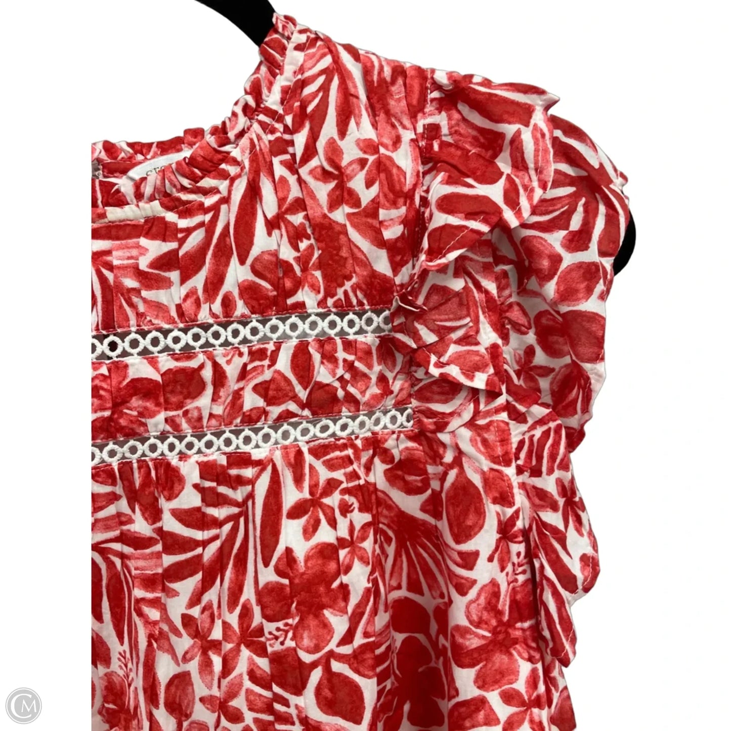 Top Short Sleeve By Crown And Ivy In Orange & White, Size: S