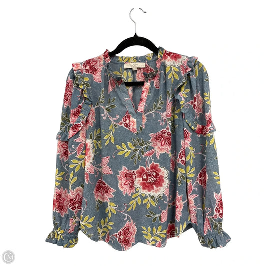Top Long Sleeve By Loft In Blue & Pink, Size: Xsp