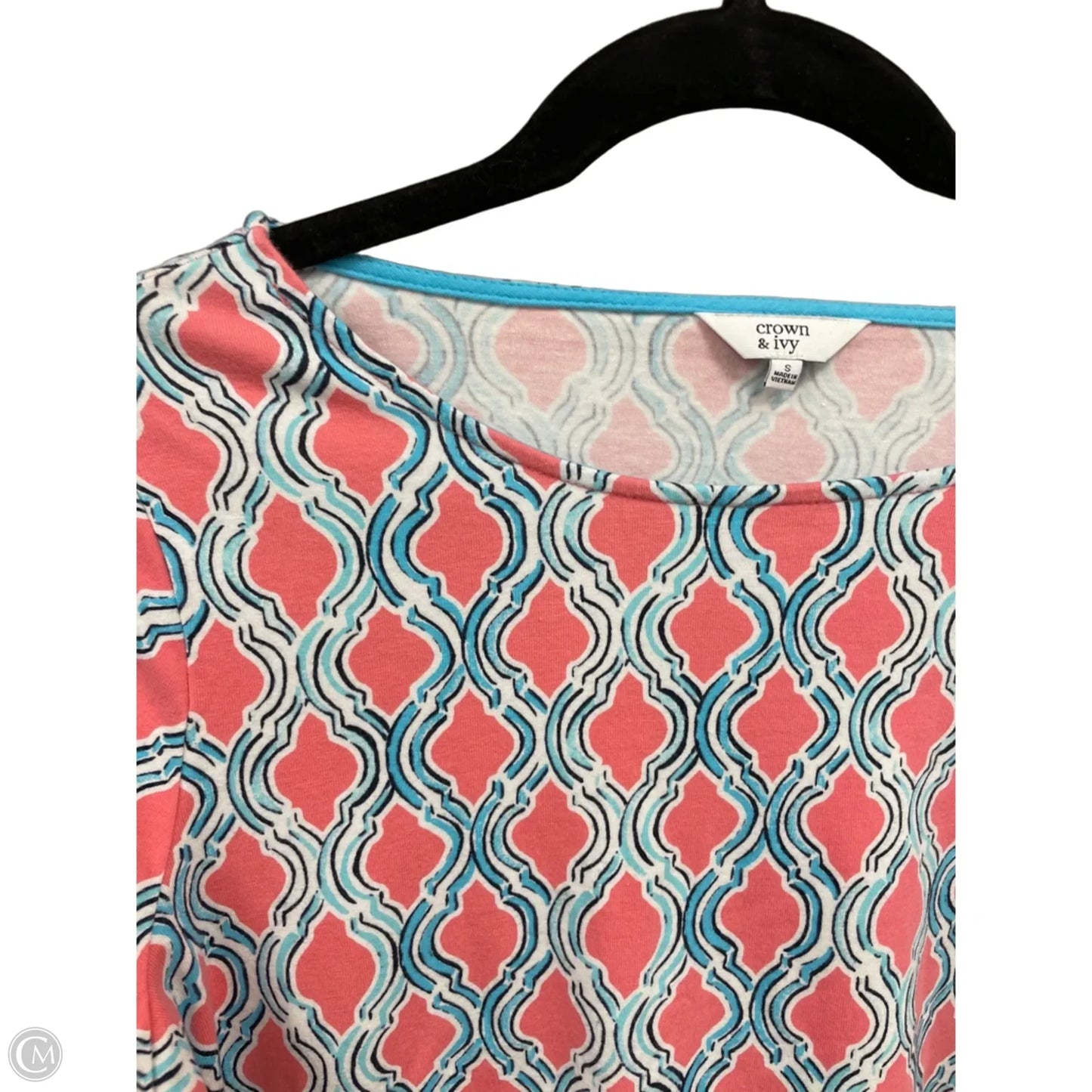 Top 3/4 Sleeve By Crown And Ivy In Blue & Pink, Size: S