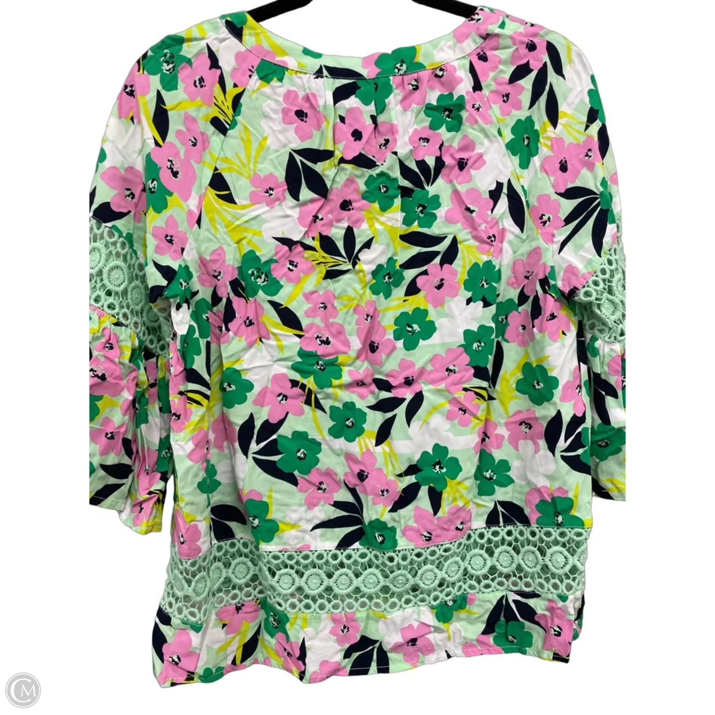 Top 3/4 Sleeve By Crown And Ivy In Green & Pink, Size: S