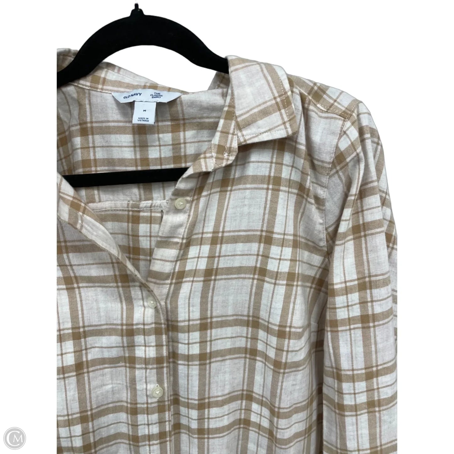 Top Long Sleeve By Old Navy In Cream & Tan, Size: M