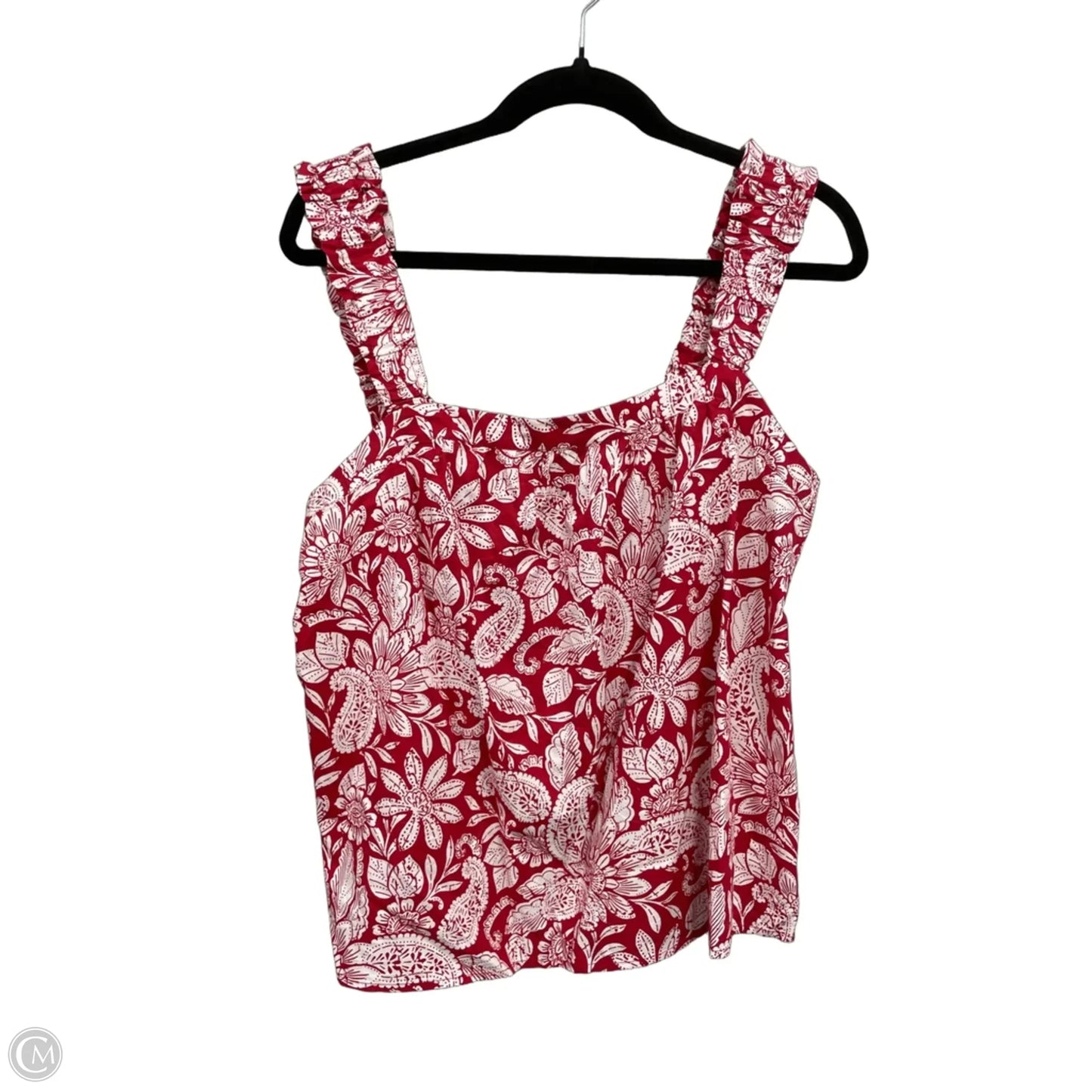 Top Sleeveless By Loft In Red & White, Size: L
