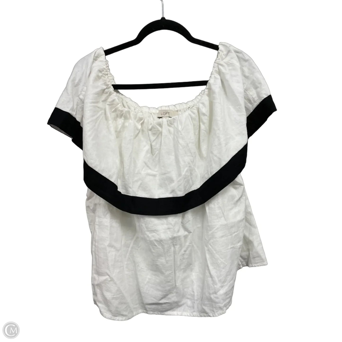 Top Short Sleeve By Loft In Black & Cream, Size: Xl