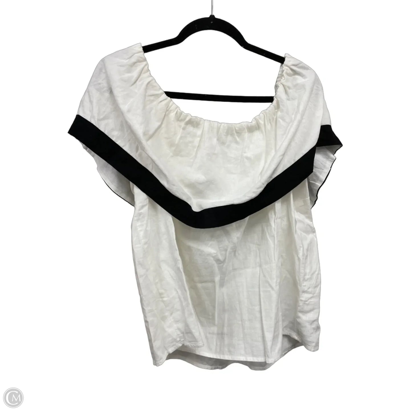 Top Short Sleeve By Loft In Black & Cream, Size: Xl