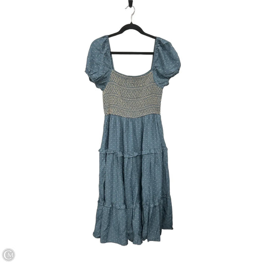 Dress Casual Midi By Moon River In Blue & Tan, Size: L