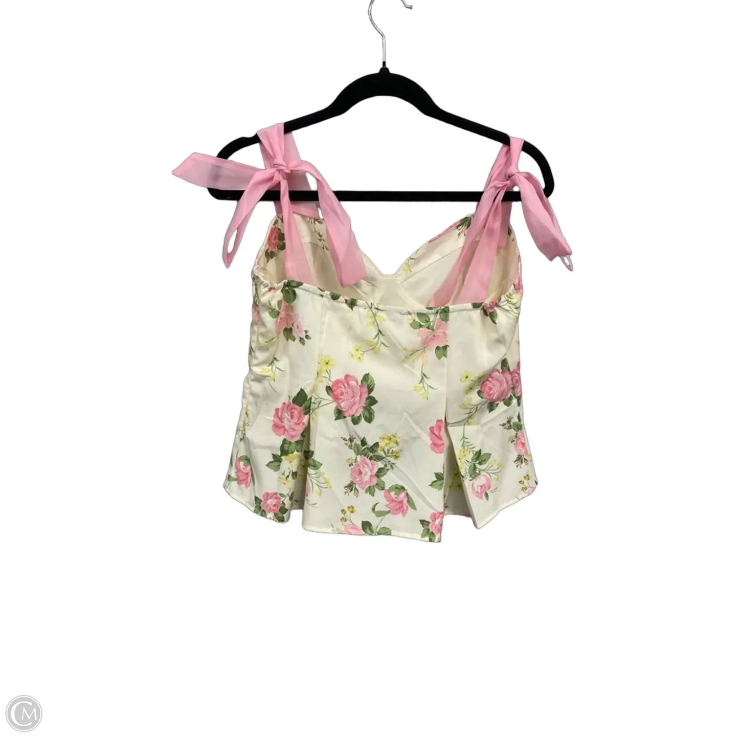 Top Sleeveless By Fore In Cream & Pink, Size: L