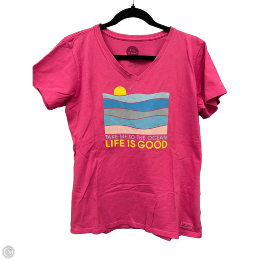Top Short Sleeve Basic By Life Is Good In Pink, Size: L