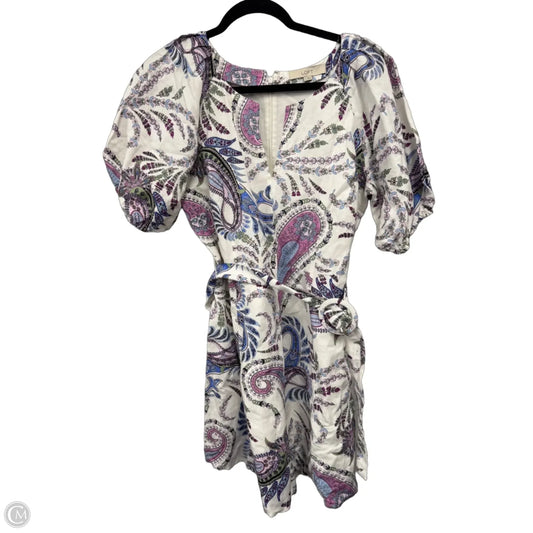 Dress Casual Short By Loft In Cream & Purple, Size: 6