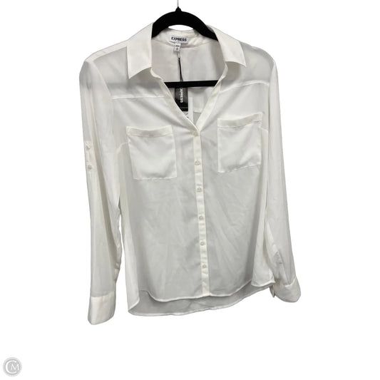Top Long Sleeve By Express In White, Size: M