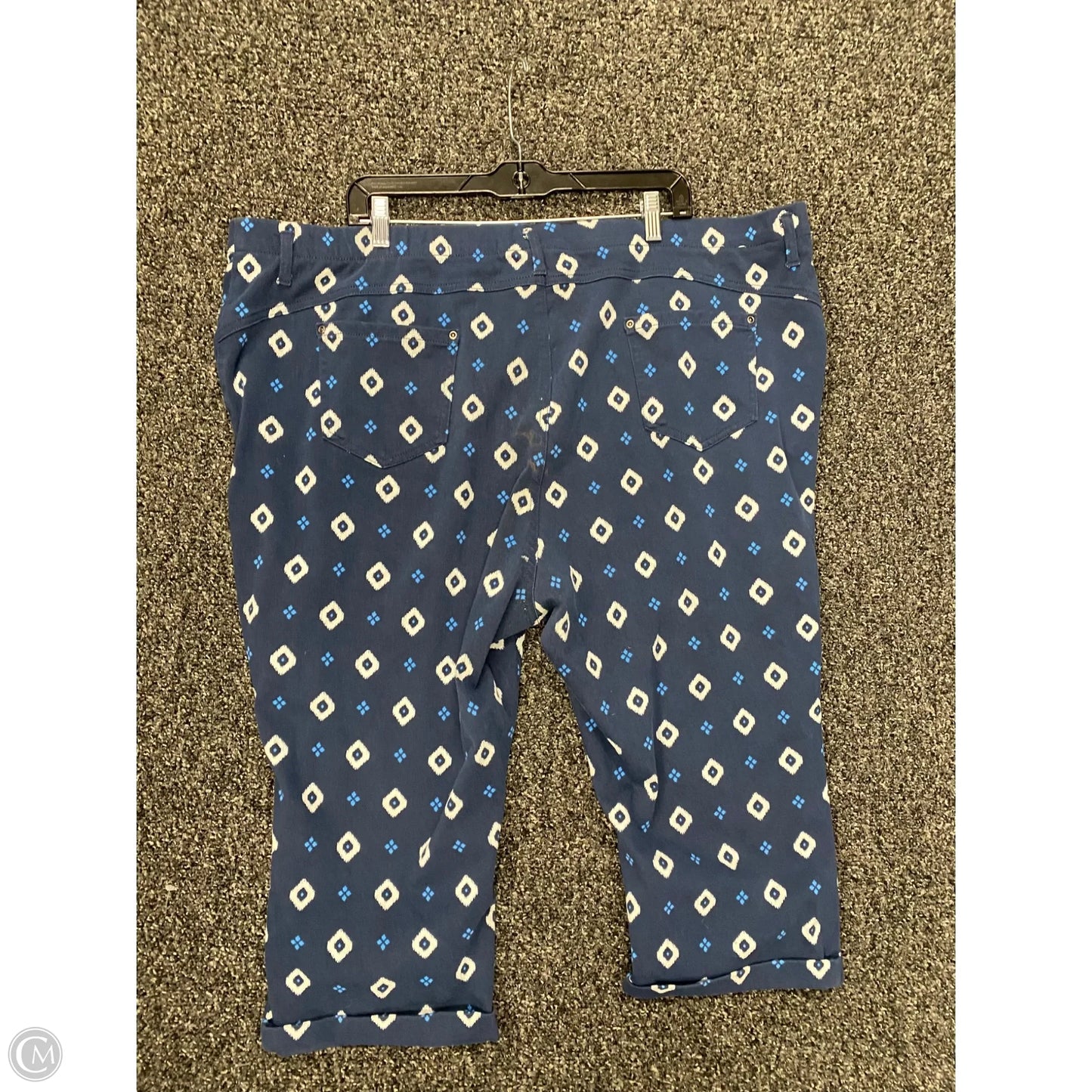 Pants Cropped By Terra & Sky In Blue & White, Size: 4x
