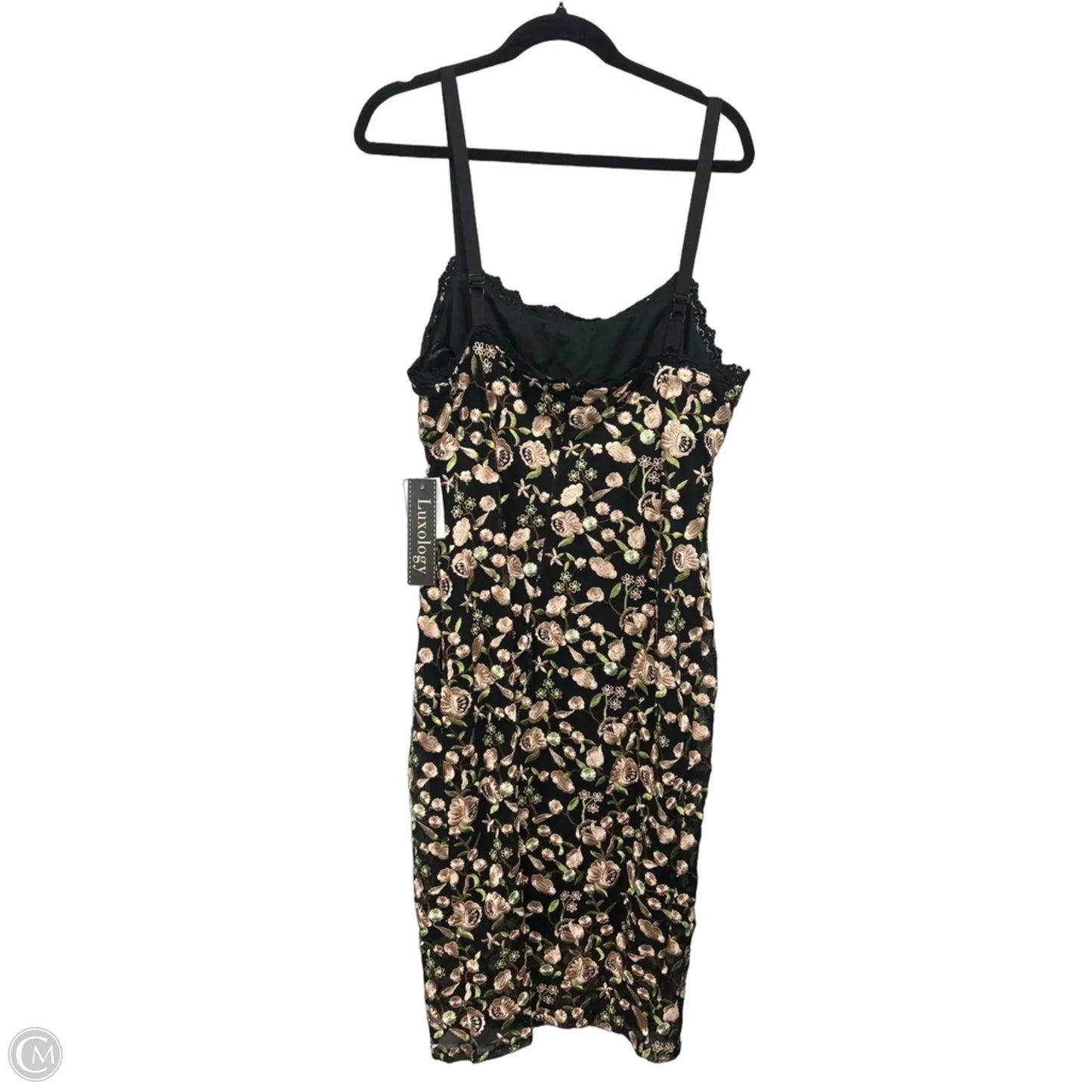 Dress Casual Midi By Luxology In Black & Orange, Size: 18