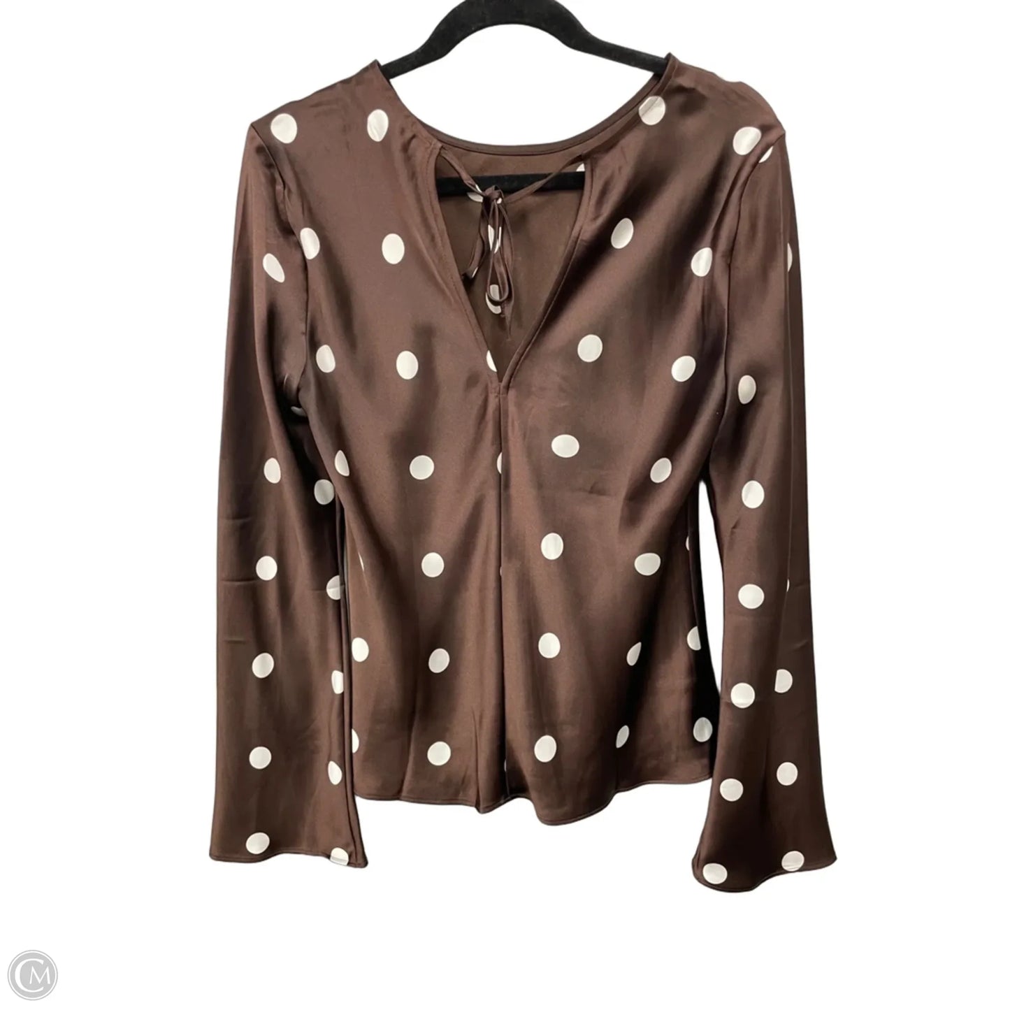 Blouse Long Sleeve By Loft In Brown & White, Size: M