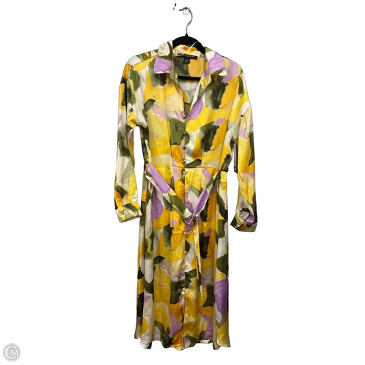 Dress Casual Midi By French Connection In Green & Yellow, Size: L