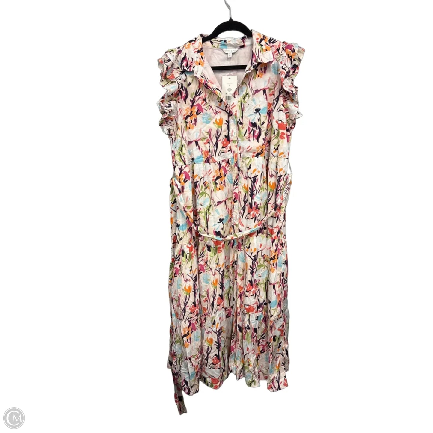 Dress Casual Midi By Crown And Ivy In Blue & Orange, Size: L