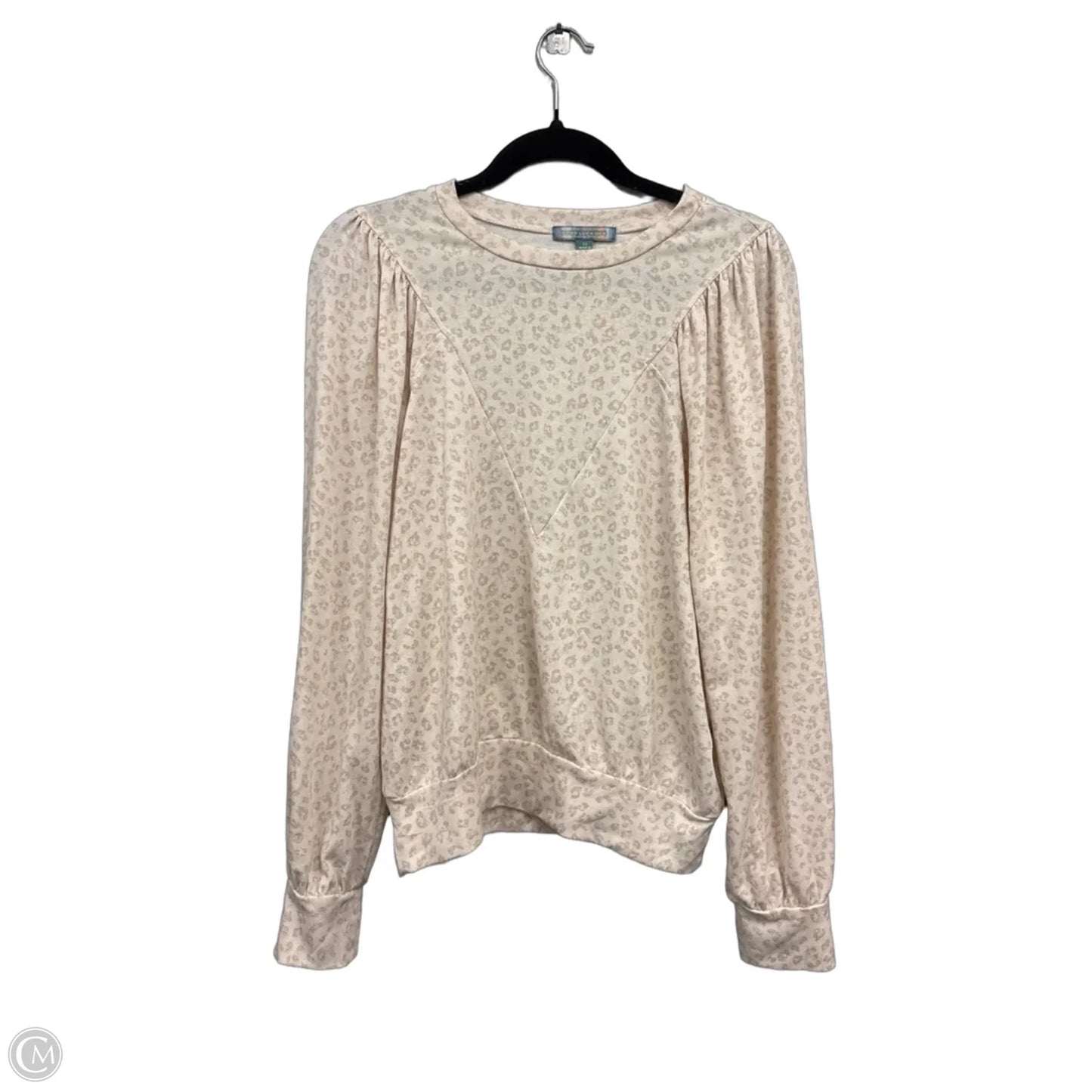 Top Long Sleeve By Good Luck Gem In Cream & Tan, Size: M