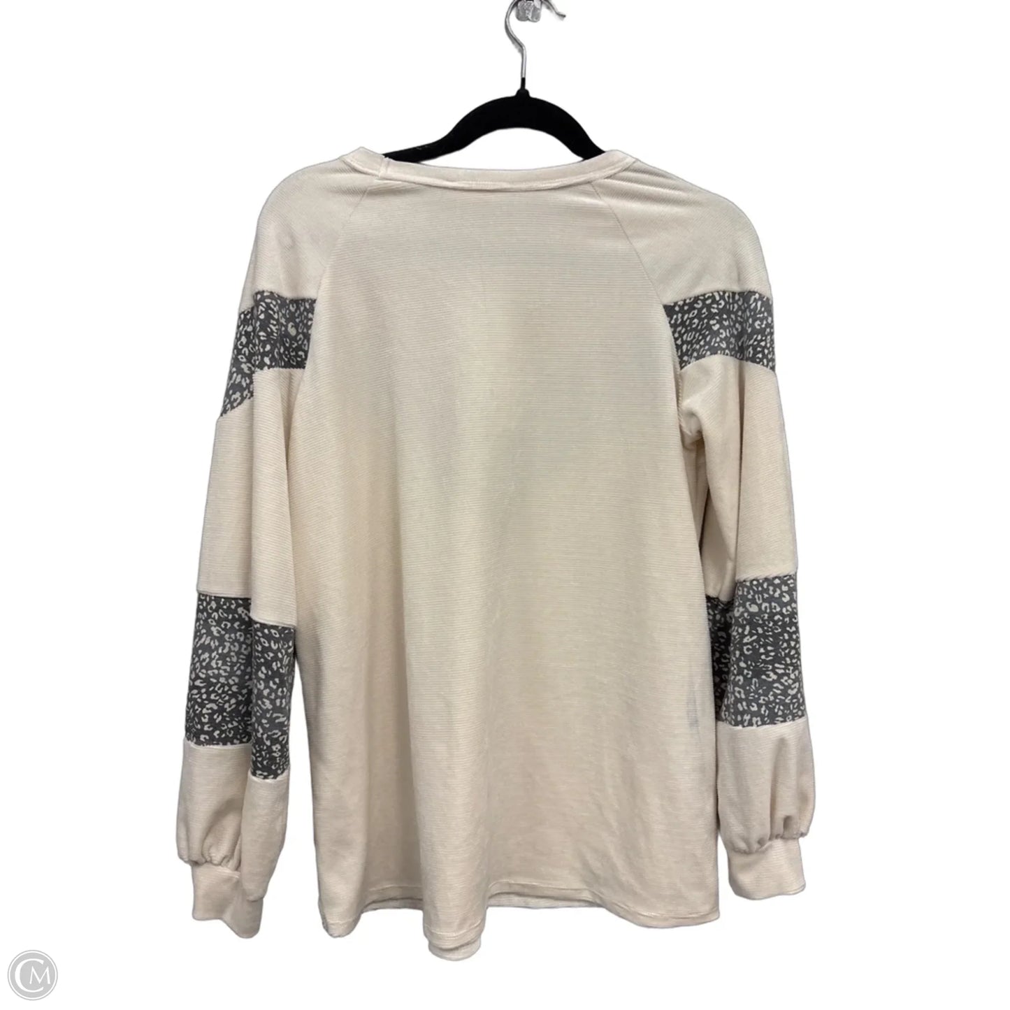 Top Long Sleeve By Perfect Peach In Cream & Grey, Size: M