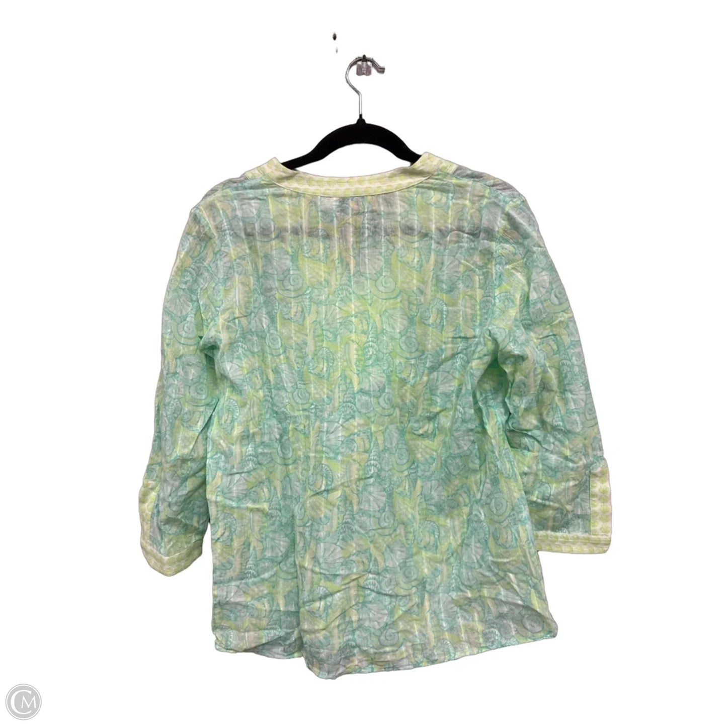 Top 3/4 Sleeve By Vineyard Vines In Green & Yellow, Size: S
