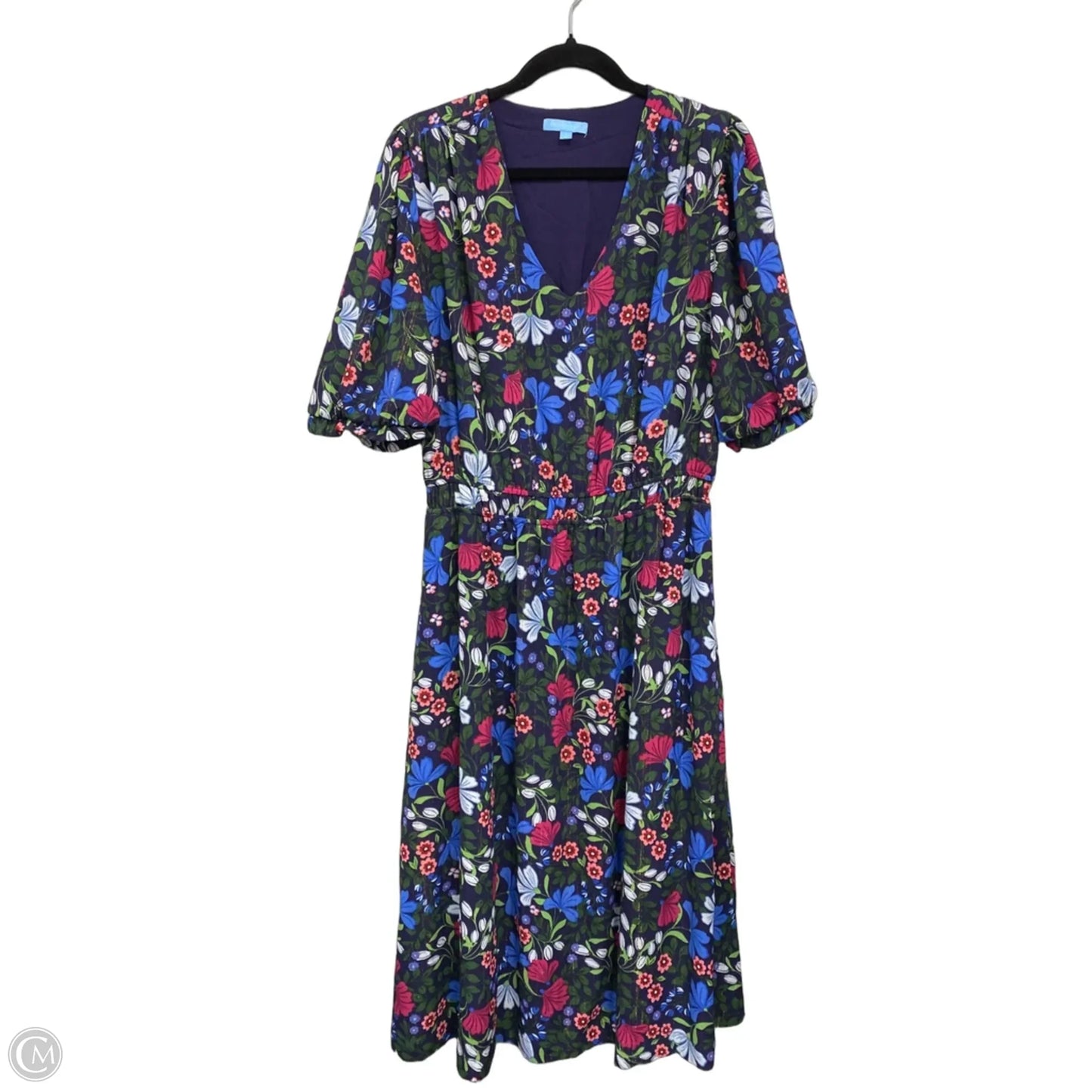 Dress Casual Midi By Draper James In Blue & Pink, Size: L