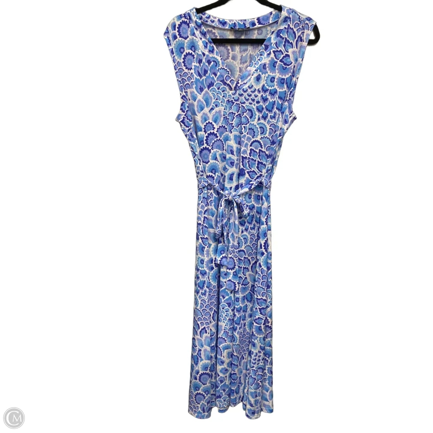 Dress Casual Midi By Msk In Blue & White, Size: Xl