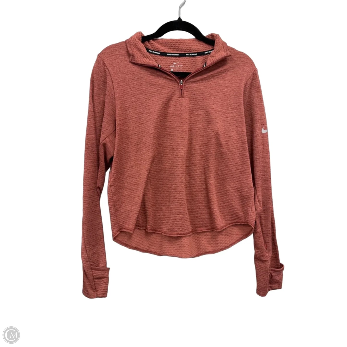 Athletic Top Long Sleeve Collar By Nike Apparel In Coral, Size: M