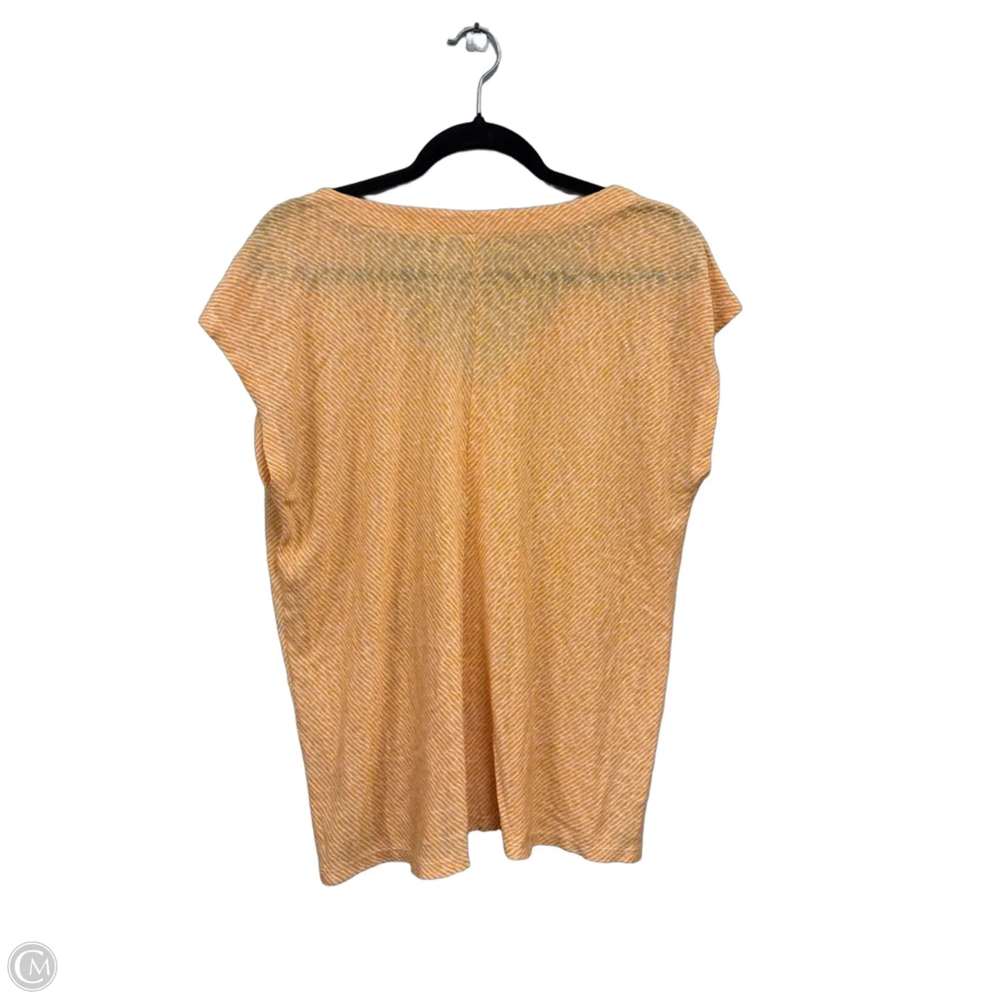 Top Short Sleeve By Loft In Orange & White