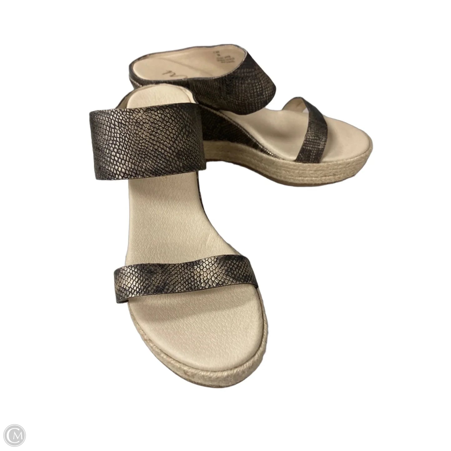 Sandals Heels Wedge By Matisse In Black & Gold, Size: 8