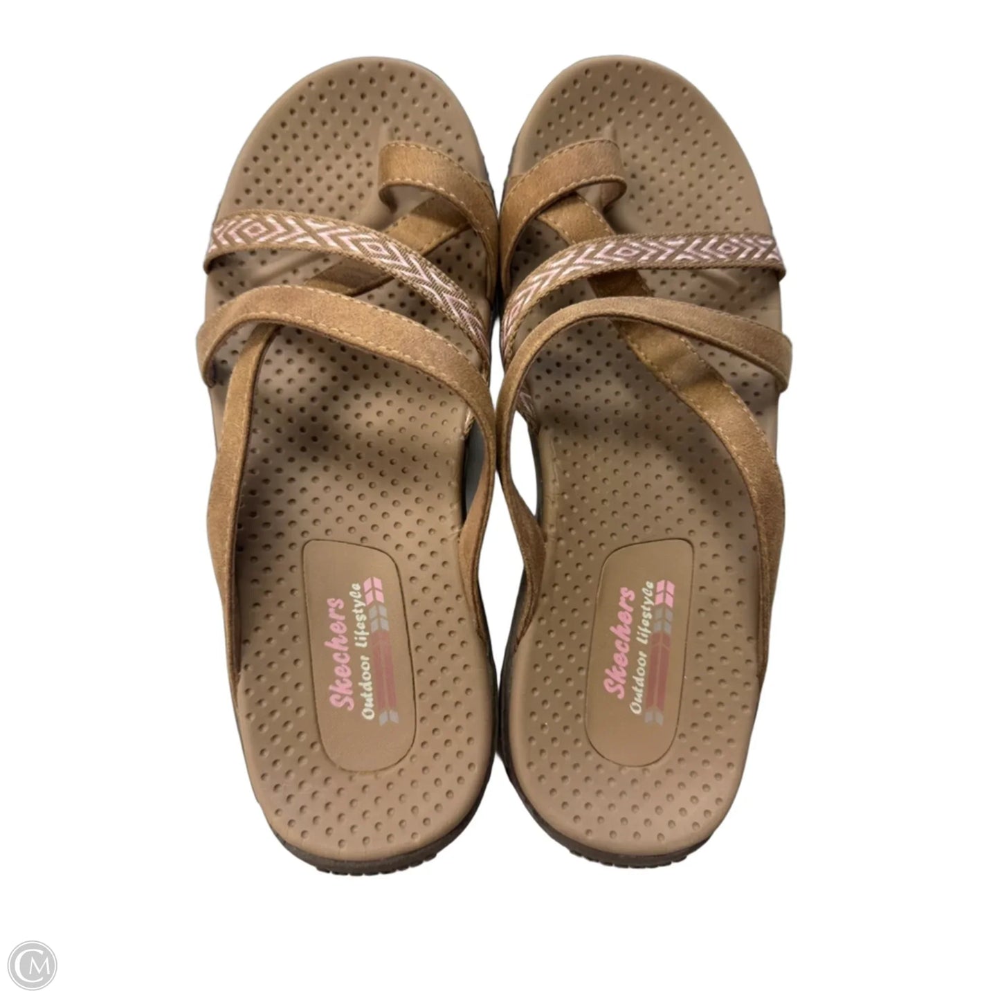 Sandals Flats By Skechers In Pink & Tan, Size: 8