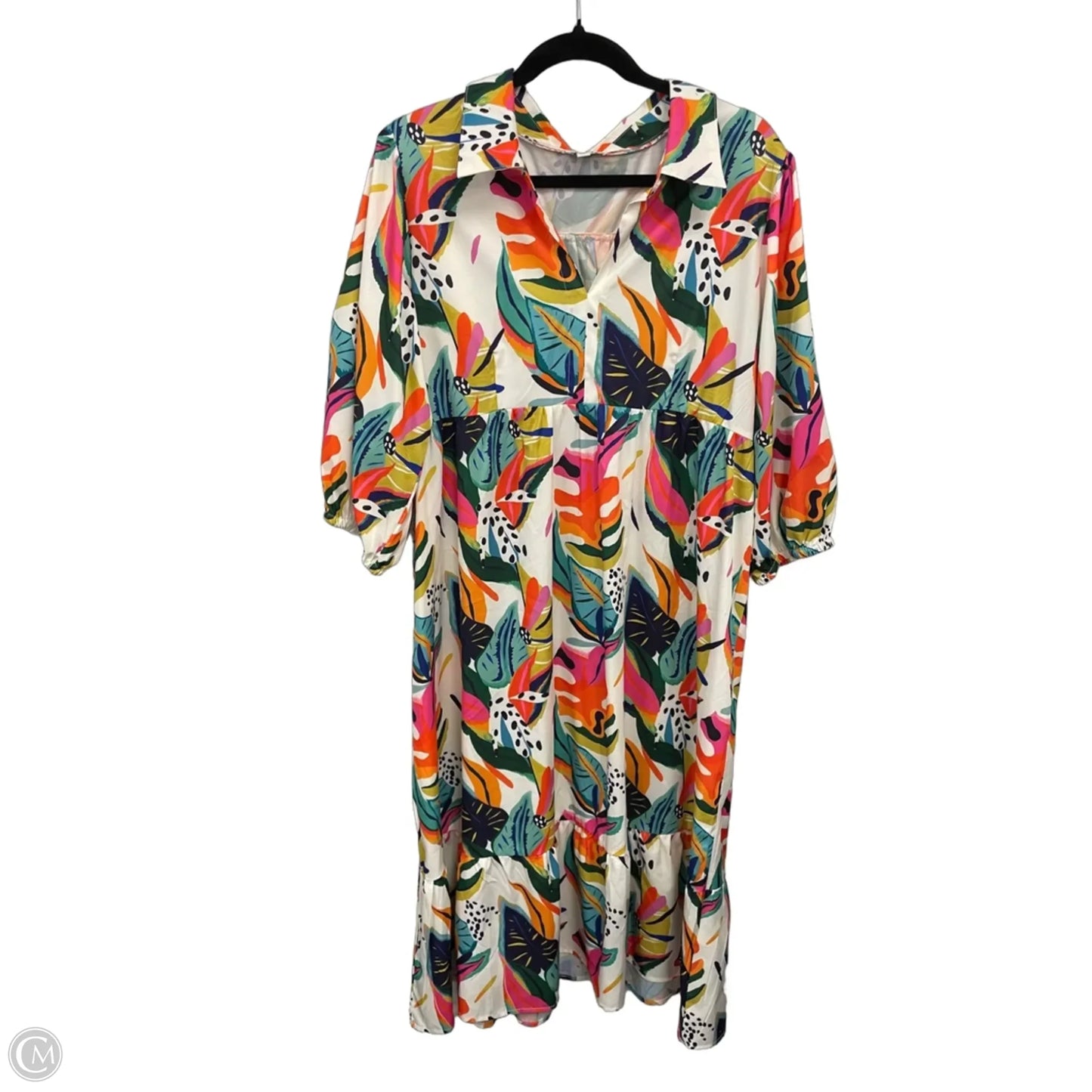 Dress Casual Midi By Umgee In Green & Orange, Size: L