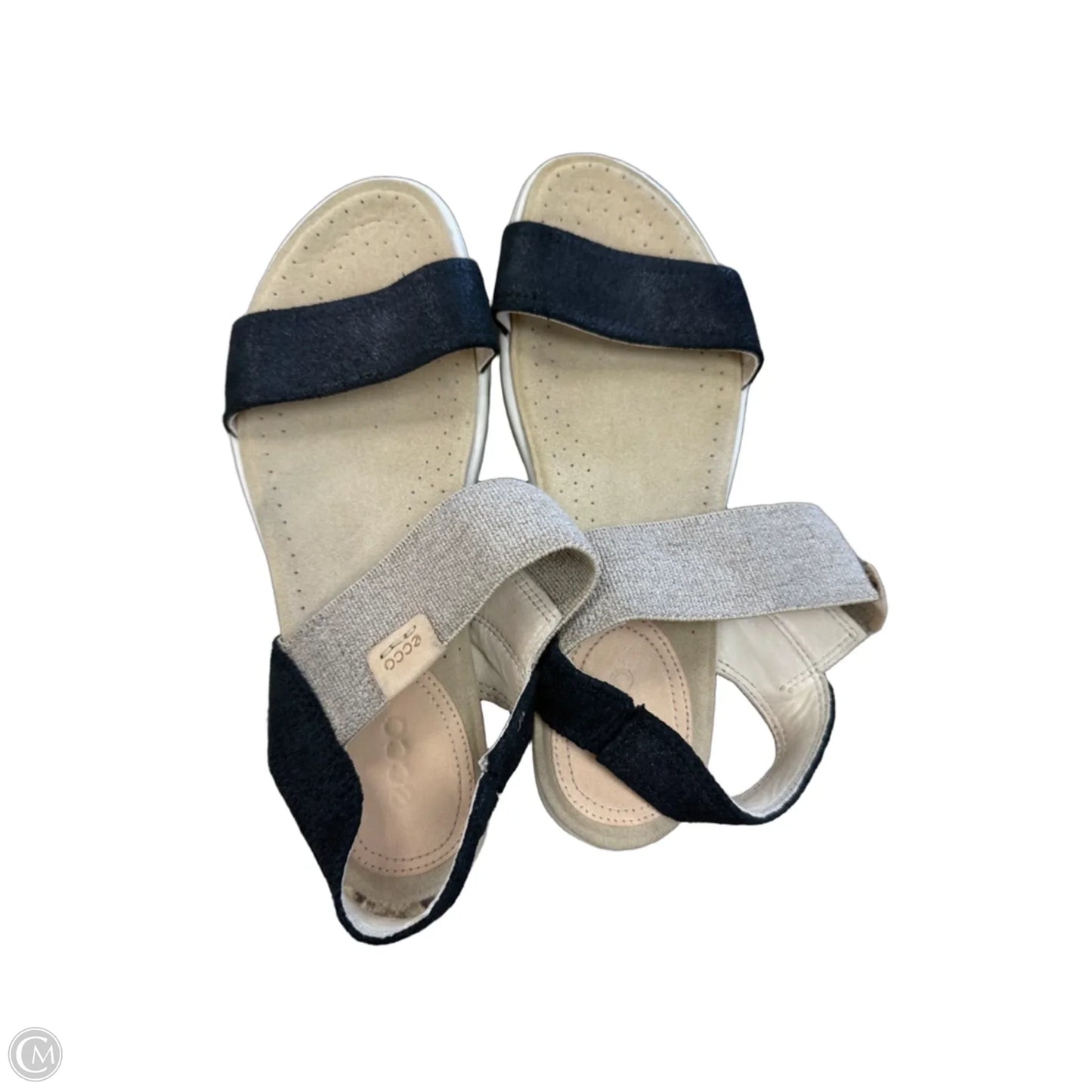 Sandals Flats By Ecco In Black & Tan, Size: 7