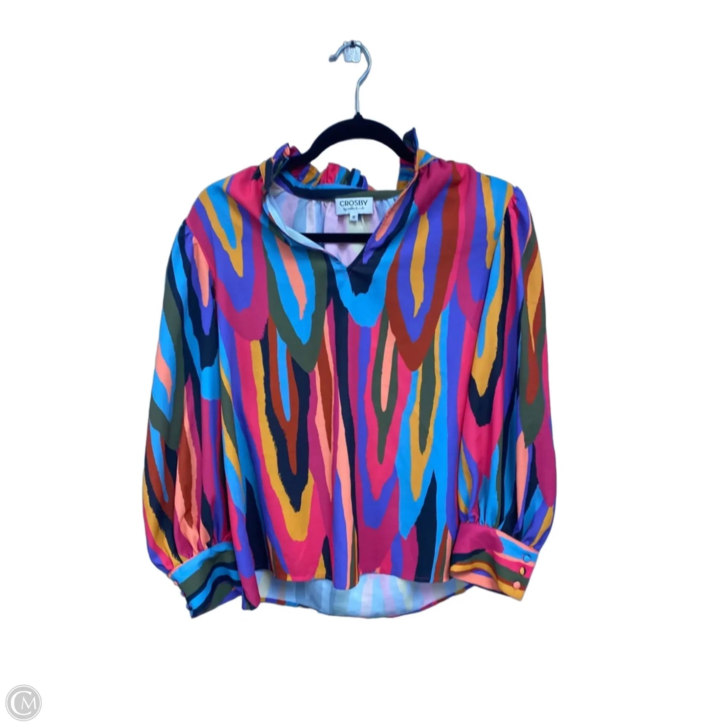 Top Long Sleeve By Crosby In Blue & Pink, Size: M