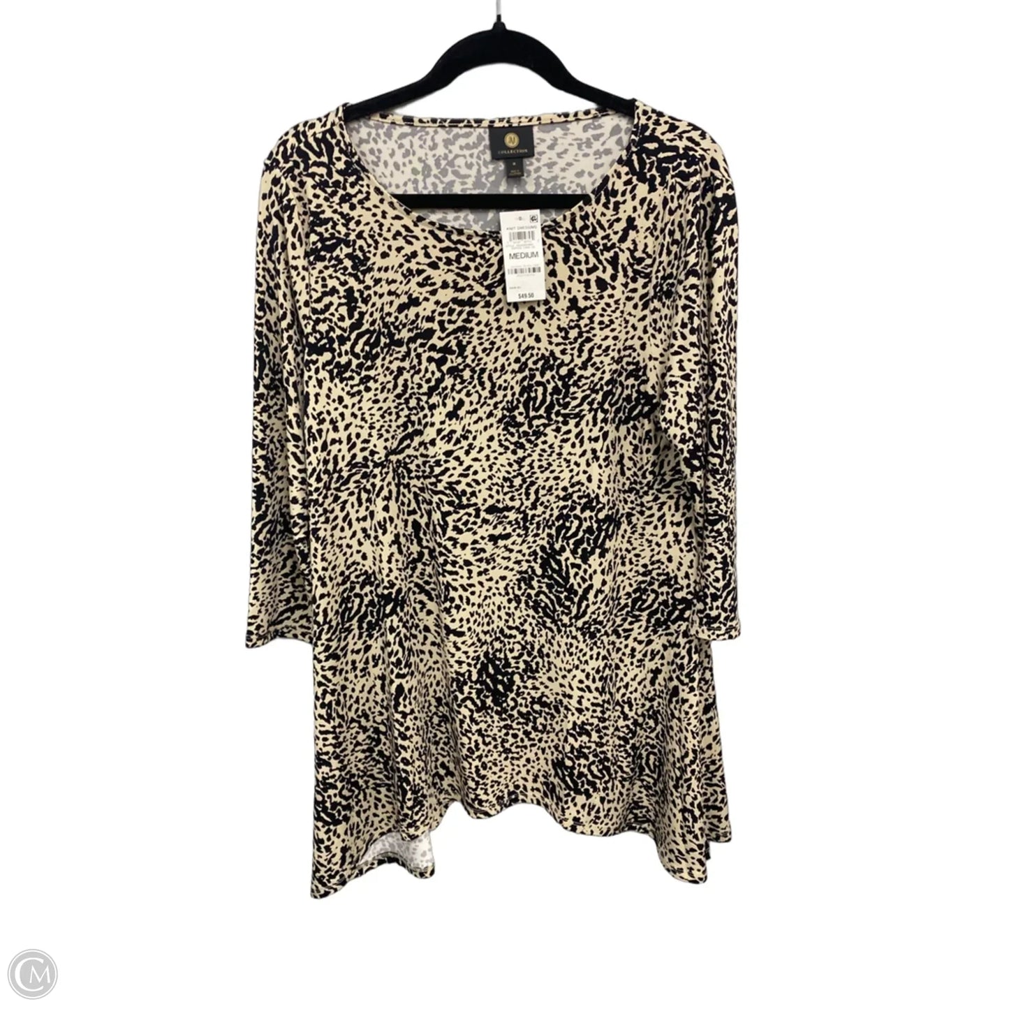 Top 3/4 Sleeve By Jm Collections In Black & Tan, Size: M